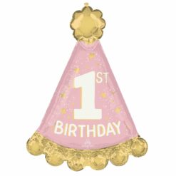 First Birthday Girl Hat Balloon Large Foil Mylar