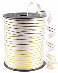 White and Gold Curling Ribbon - 219 Yard
