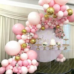Pastel Pink and Metallic Gold Party Balloons - Assorted Sizes