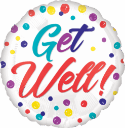 Get Well Balloon Colorful Polka Dots 18 Foil Mylar Balloon