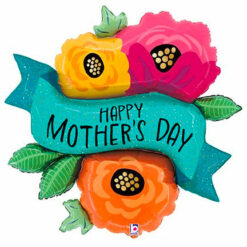 Flower Banner Balloon 33 Inch Foil Mylar Helium Filled