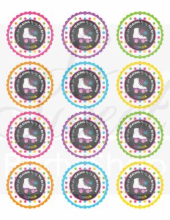 Roller Skating Birthday Favor Stickers Set