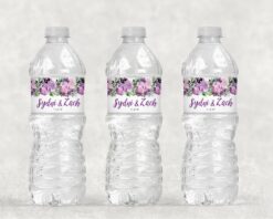 purple floral beverage labels set of 10