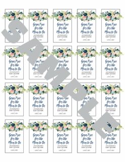 Baby Shower Hand Sanitizer Labels Floral Design Mom to Be Set of 20