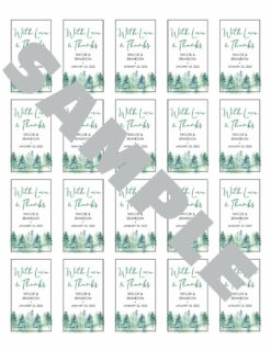 Christmas Tree Evergreen Winter Favors Sanitizer Labels Set of 20