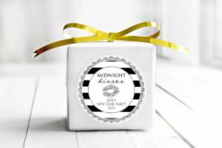 New Year's Eve Party Stickers Midnight Kisses Goodie Bag Stickers Treats Silver Black Set of 24