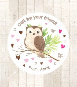 Valentine's Day Owl Stickers Goodie Bag Set