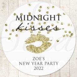 New Year's Eve Party Kisses Goodie Bag Stickers Gold Confetti Set of 24