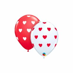 Red and White Heart Latex Balloons