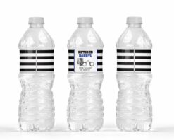 Retirement Water Bottle Labels - Black and Blue