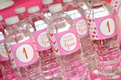 Heart and Chevron Theme Water Bottle Labels Set of 10