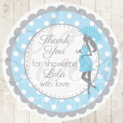Baby Shower Favor Sticker Labels Blue and Gray