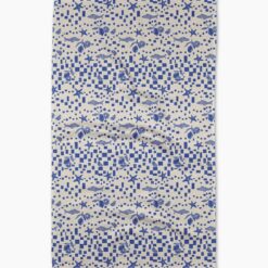Blue and White Tile Design Tea Towel