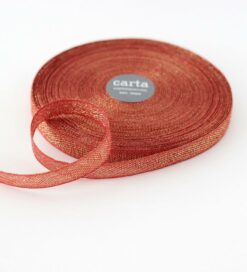 shimmering relaxed weave ribbon in red gold