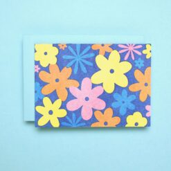 floral blue design card collection