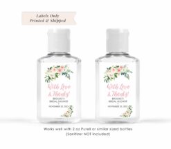 blush floral hand sanitizer labels set of 20