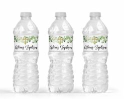 Water Bottle Labels with Greenery Leaves - Set of 10